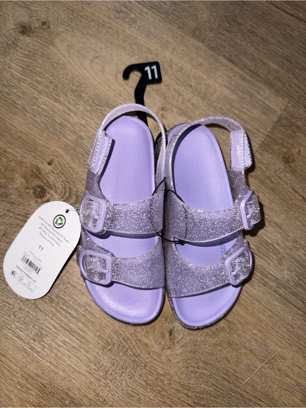 Cat & Jack Lilac Glitter Double-Buckle Sandals for Kids